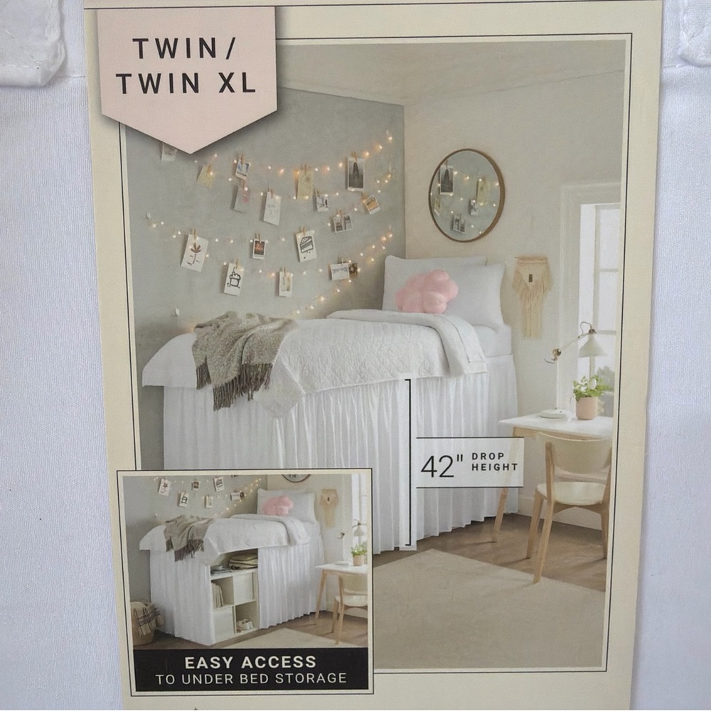 Rachel Zoe White Bed Skirt for Lofted Dorm Bed